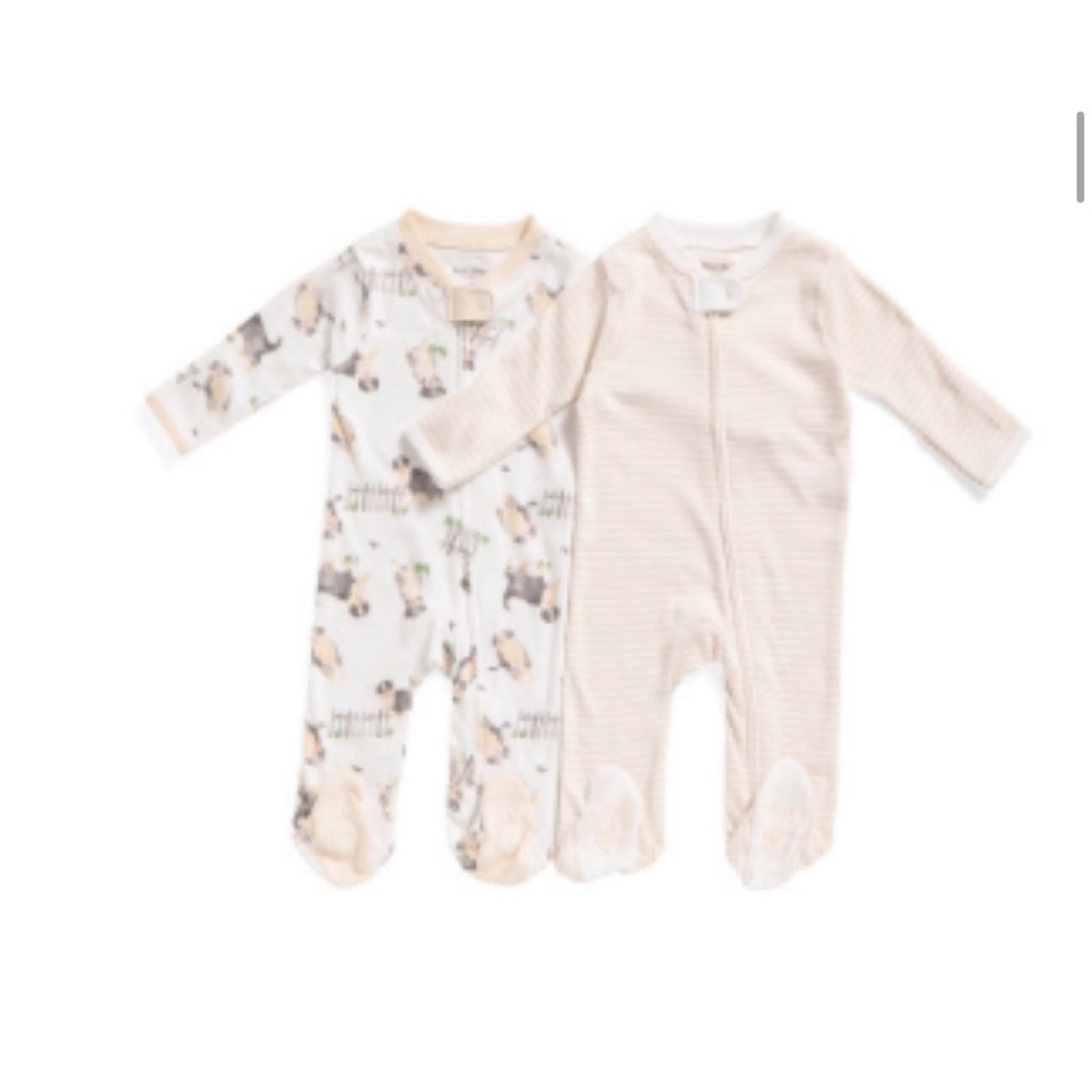 Burt's Bees Cream and White Footies One Pieces - Picture 2 of 9